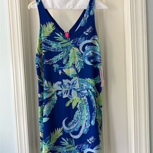 *NWT* Lilly Pulitzer Reversible Florin Sleeveless V-neck Shift Dress- Blue/Green